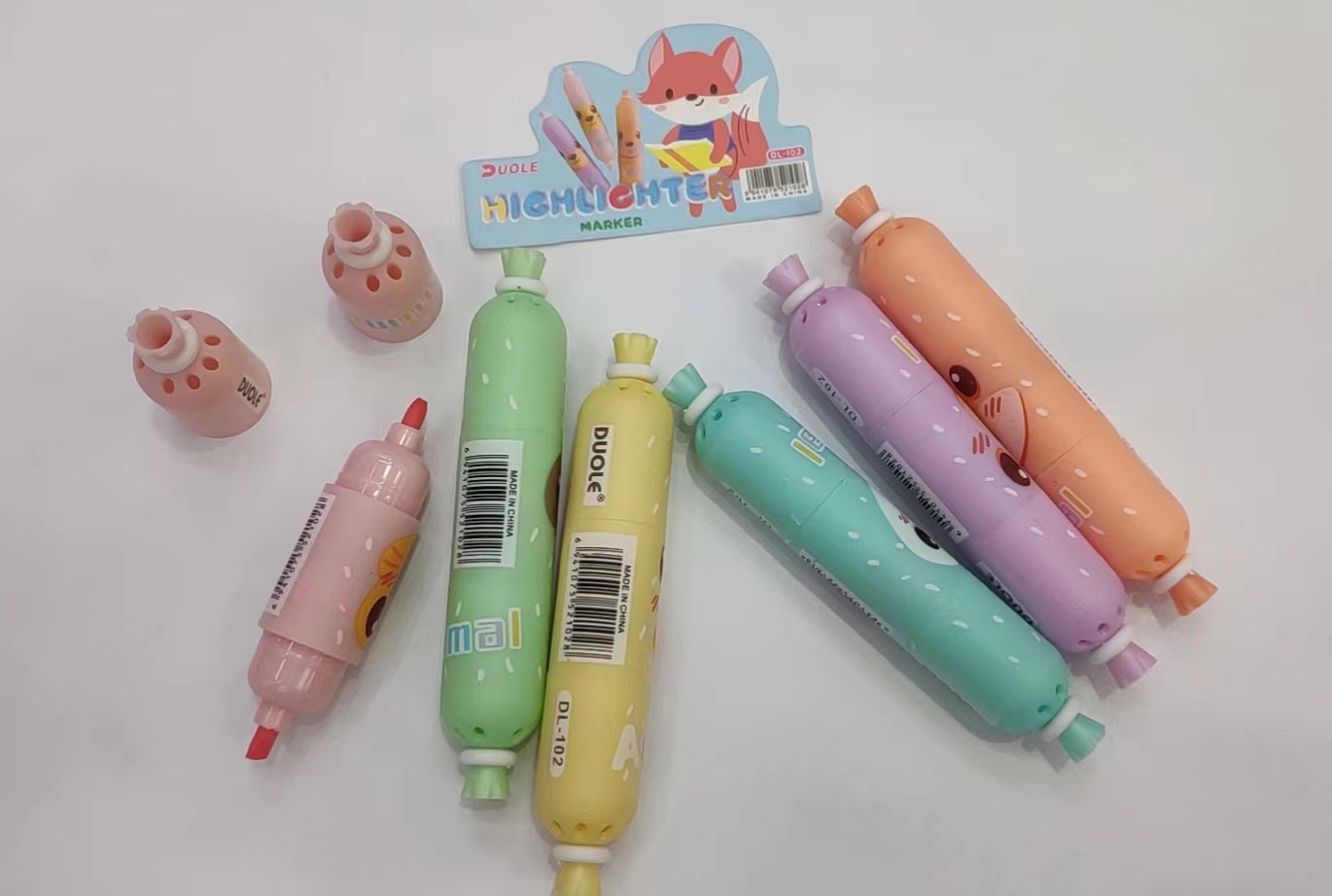 Sausage-shaped highlighter Children's paintbrush Colored note marker pen